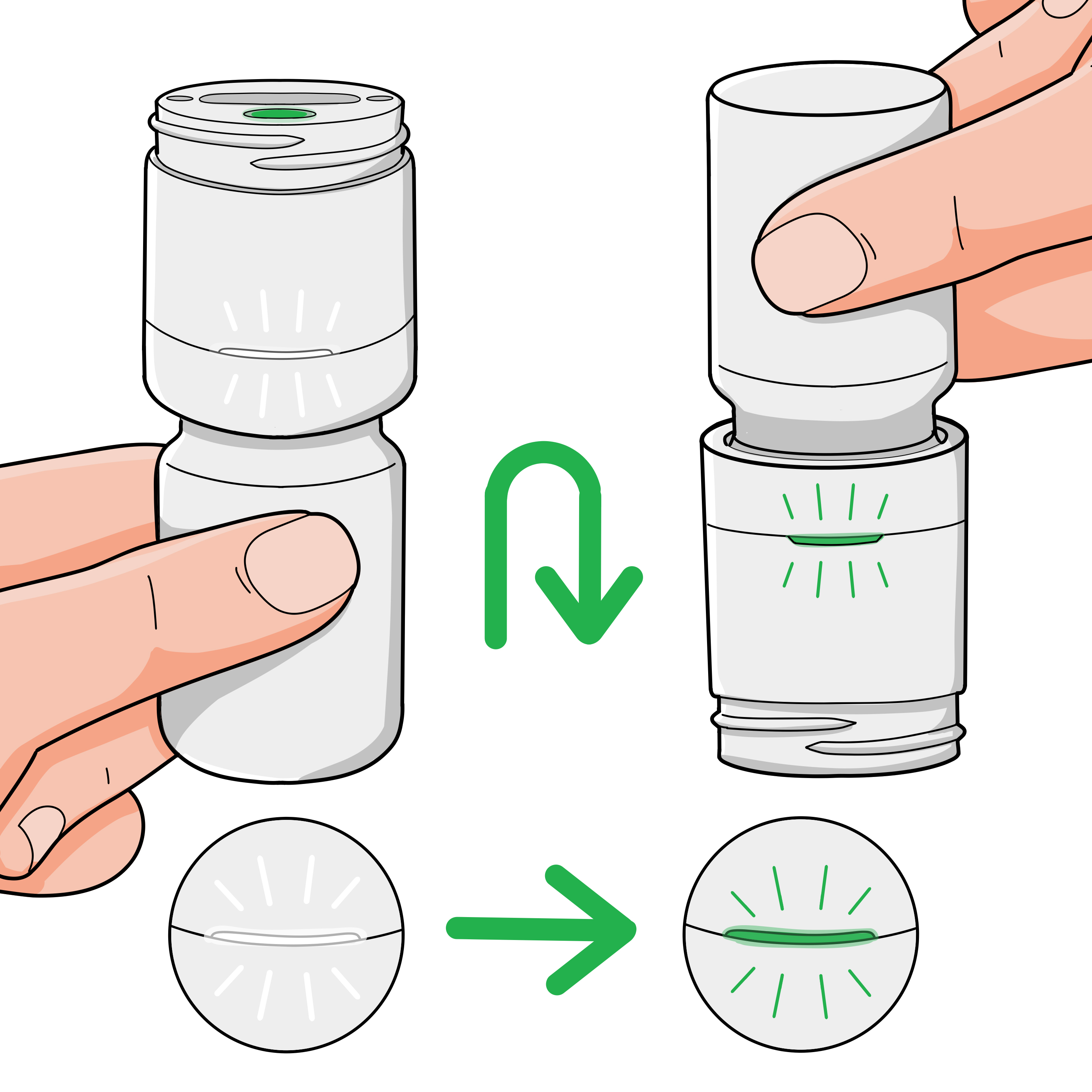 Turning device upside down